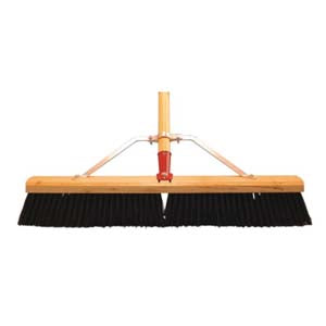 24 Coarse Brown Polystyrene Pushbroom - Wood Handle