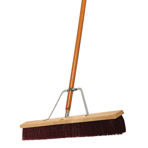 36 Coarse Brown Plastic Pushbroom w/ B-60 1-1/8x60 M...